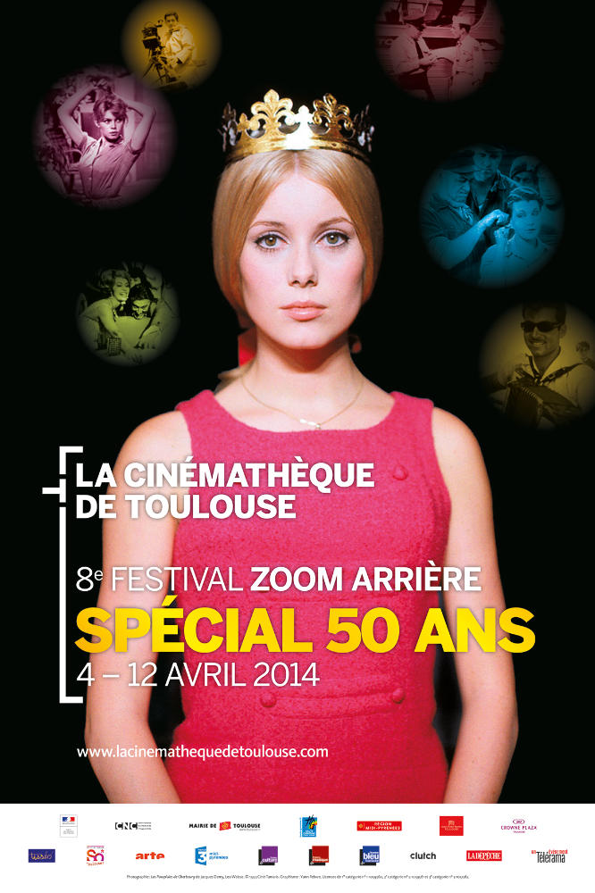 Catherine Deneuve, reine du 8e festival “Zoom arrière, spécial 50 ans” à la Cinémathèque de Toulouse. Affiche de l'évènement par Yann Febvre. 