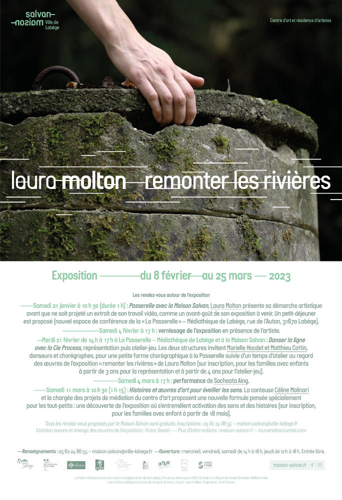 Un puit à ouvrir… Affiche de l'exposition de Laura Molton “Remonter les rivières” à la Maison Salvan, par Yann Febvre.