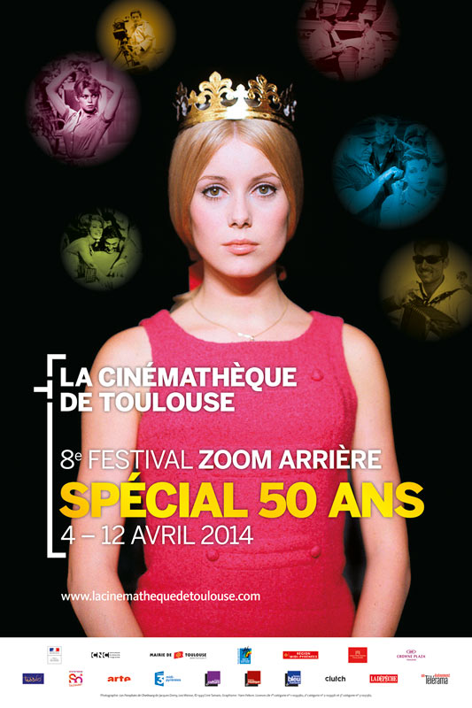 Catherine Deneuve, reine du 8e festival “Zoom arrière, spécial 50 ans” à la Cinémathèque de Toulouse. Affiche de l'évènement par Yann Febvre. 
