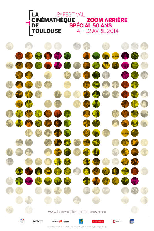 Festival “Zoom arrière, spécial 50 ans” à la Cinémathèque de Toulouse. Projet d'affiche de l'évènement par Yann Febvre.