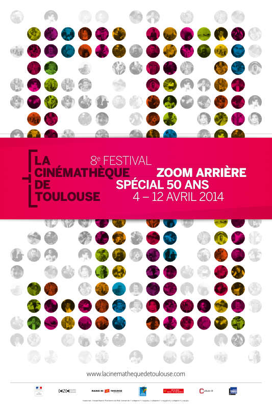 Festival “Zoom arrière, spécial 50 ans” à la Cinémathèque de Toulouse. Projet d'affiche de l'évènement par Yann Febvre.