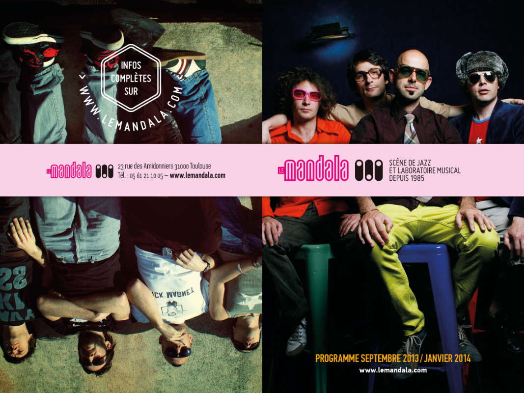 Comme un poisson dans le jazz ! Le Mandala, projet de couverture programme de la saison 2013, graphisme par Yann Febvre.
