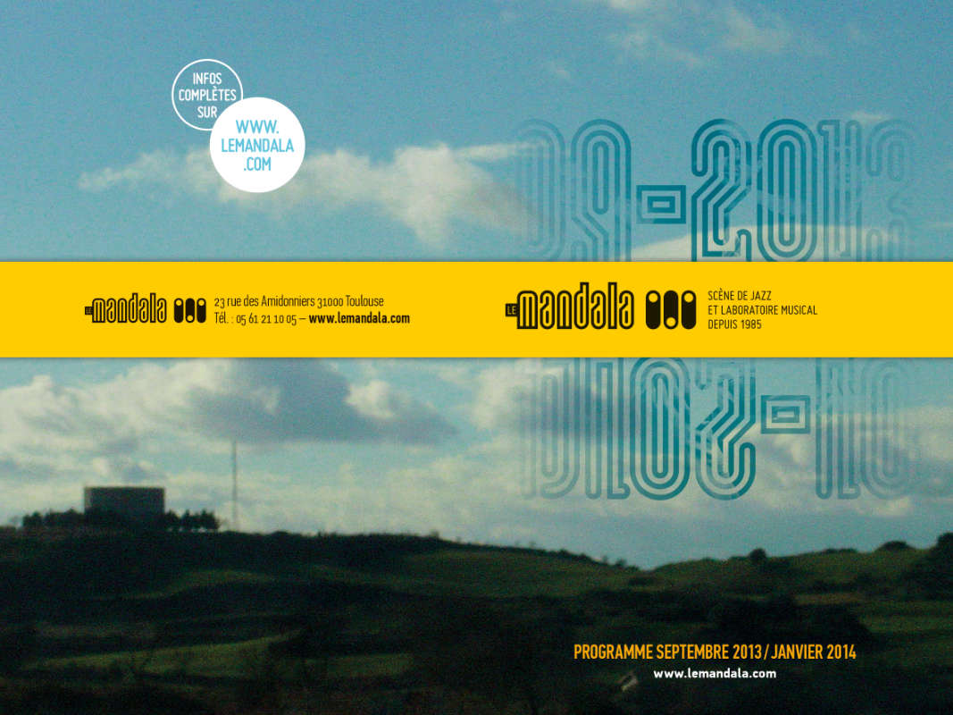 Comme un poisson dans le jazz ! Le Mandala, projet de couverture programme de la saison 2013, graphisme par Yann Febvre.