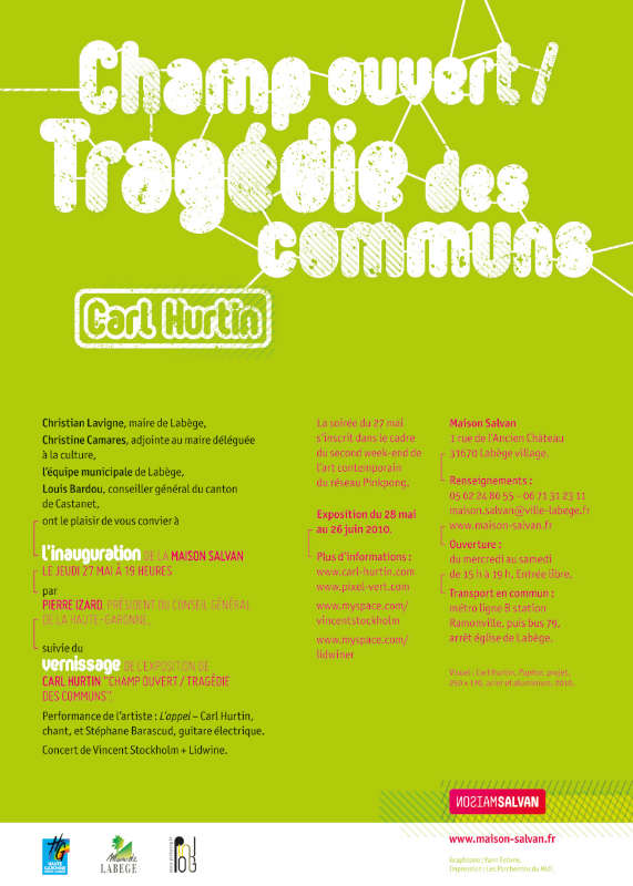 Drôle de partition ! Exposition “Champ ouvert/tragédie des communs” de Carl Hurtin à la Maison Salvan. Carton d’invitation de l'évènement par Yann Febvre.