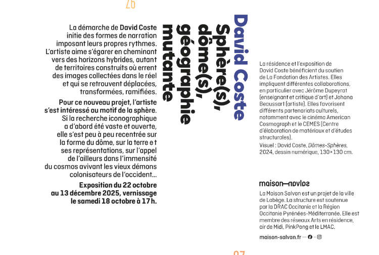 Identité graphique du dépliant Saison 2025/26 de la Maison Salvan par Yann Febvre.