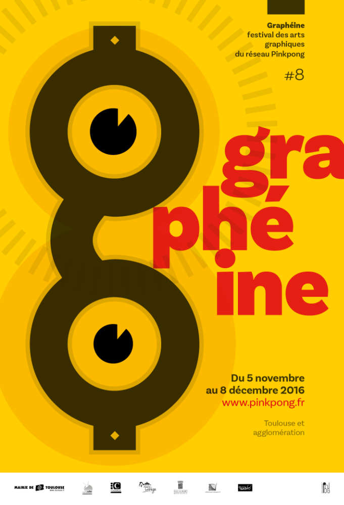 Plein les yeux ! Projet d’affiche du festival “Graphéine” du réseau Pinkpong par Yann Febvre.