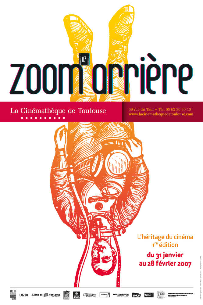 Plongée dans le 7e art, dépliant “Zoom arrière 2007” pour la Cinémathèque de Toulouse.