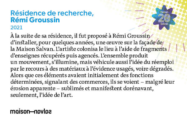 Une histoire de 20 ans ! Jeu de cartes de la soirée anniversaire des 20 ans de la Maison Salvan, par Yann Febvre.