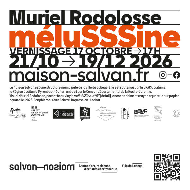 Renaissance de la figure de la fée Mélusine ! Flyer de l'exposition de Muriel Rodolosse “méluSSSine” à la Maison Salvan, par Yann Febvre.
