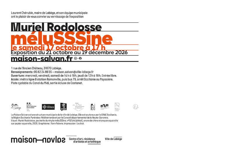 Renaissance de la figure de la fée Mélusine ! Flyer de l'exposition de Muriel Rodolosse “méluSSSine” à la Maison Salvan, par Yann Febvre.