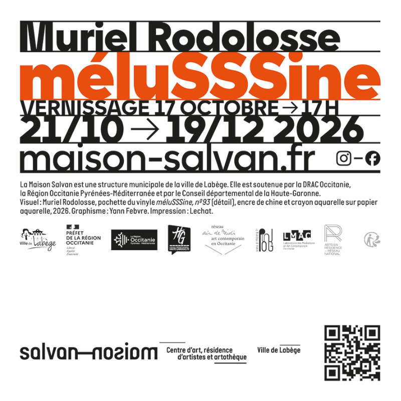 Renaissance de la figure de la fée Mélusine ! Flyer de l'exposition de Muriel Rodolosse “méluSSSine” à la Maison Salvan, par Yann Febvre.